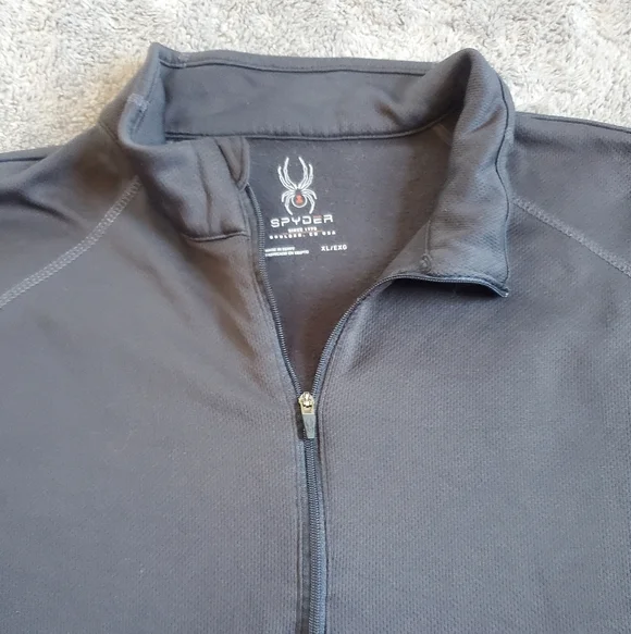 Spyder Shirt Men's X-Large Black 1/4 Zip Long Sleeve Performance Active Pullover - Picture 3 of 10